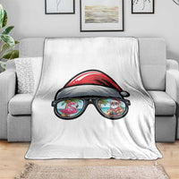 Funny Santa Sunglasses Throw Blanket Beach Christmas Vacation Graphic