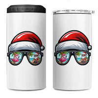 Funny Santa Sunglasses 4 in 1 Can Cooler Tumbler Beach Christmas Vacation Graphic