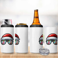 Funny Santa Sunglasses 4 in 1 Can Cooler Tumbler Beach Christmas Vacation Graphic