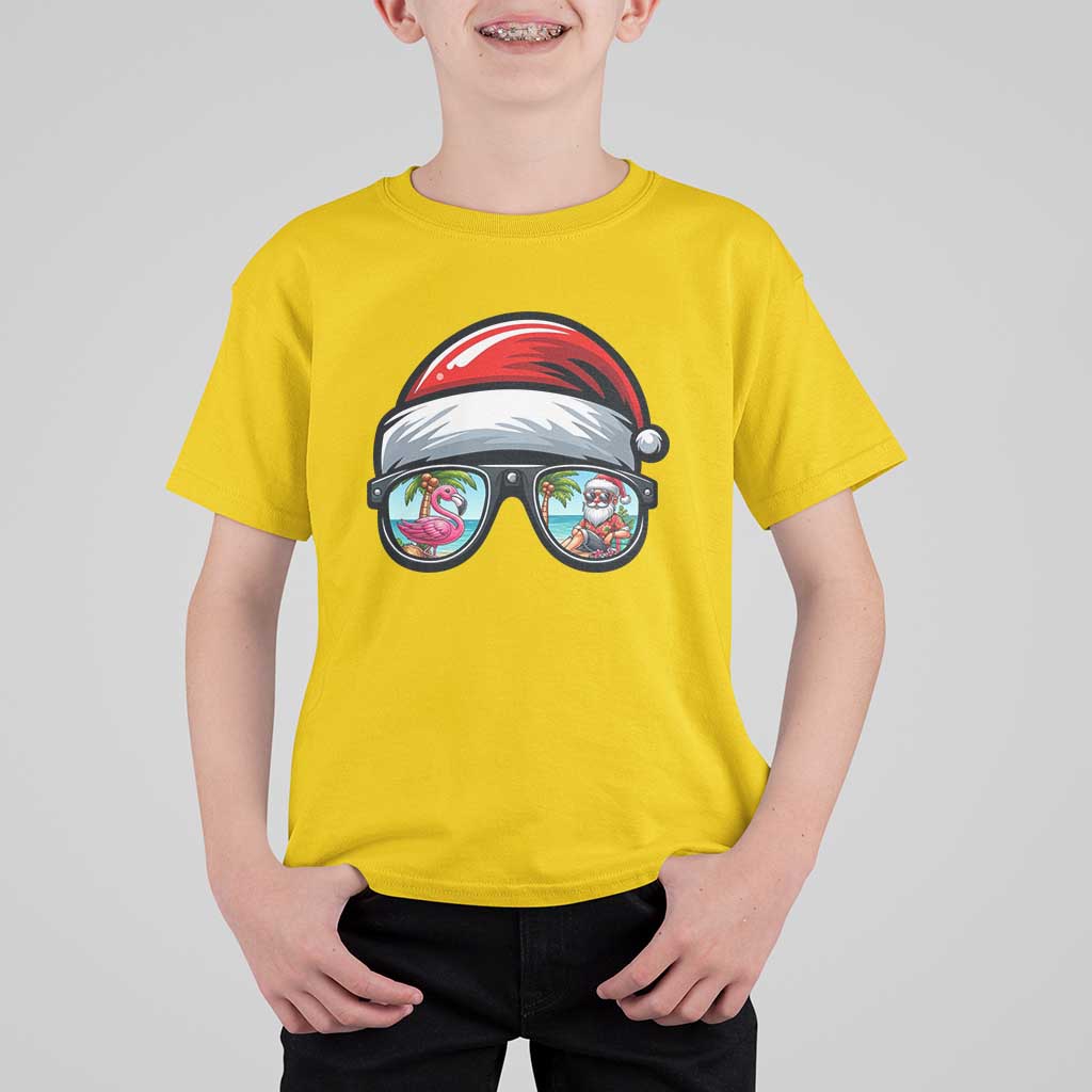 Funny Santa Sunglasses T Shirt For Kid Beach Christmas Vacation Graphic