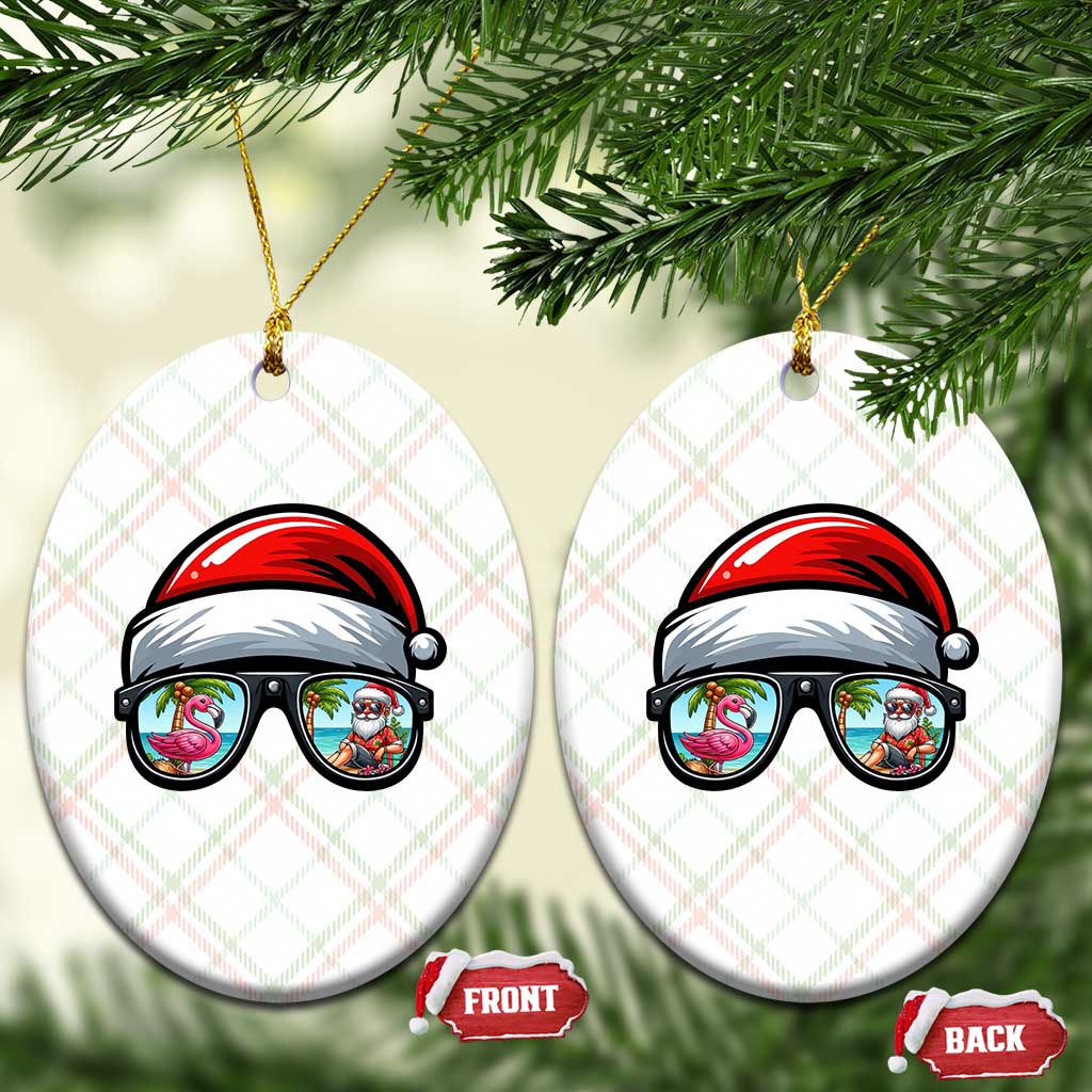 Funny Santa Sunglasses Ceramic Ornament Beach Christmas Vacation Graphic