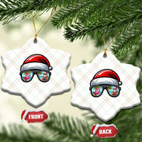 Funny Santa Sunglasses Ceramic Ornament Beach Christmas Vacation Graphic