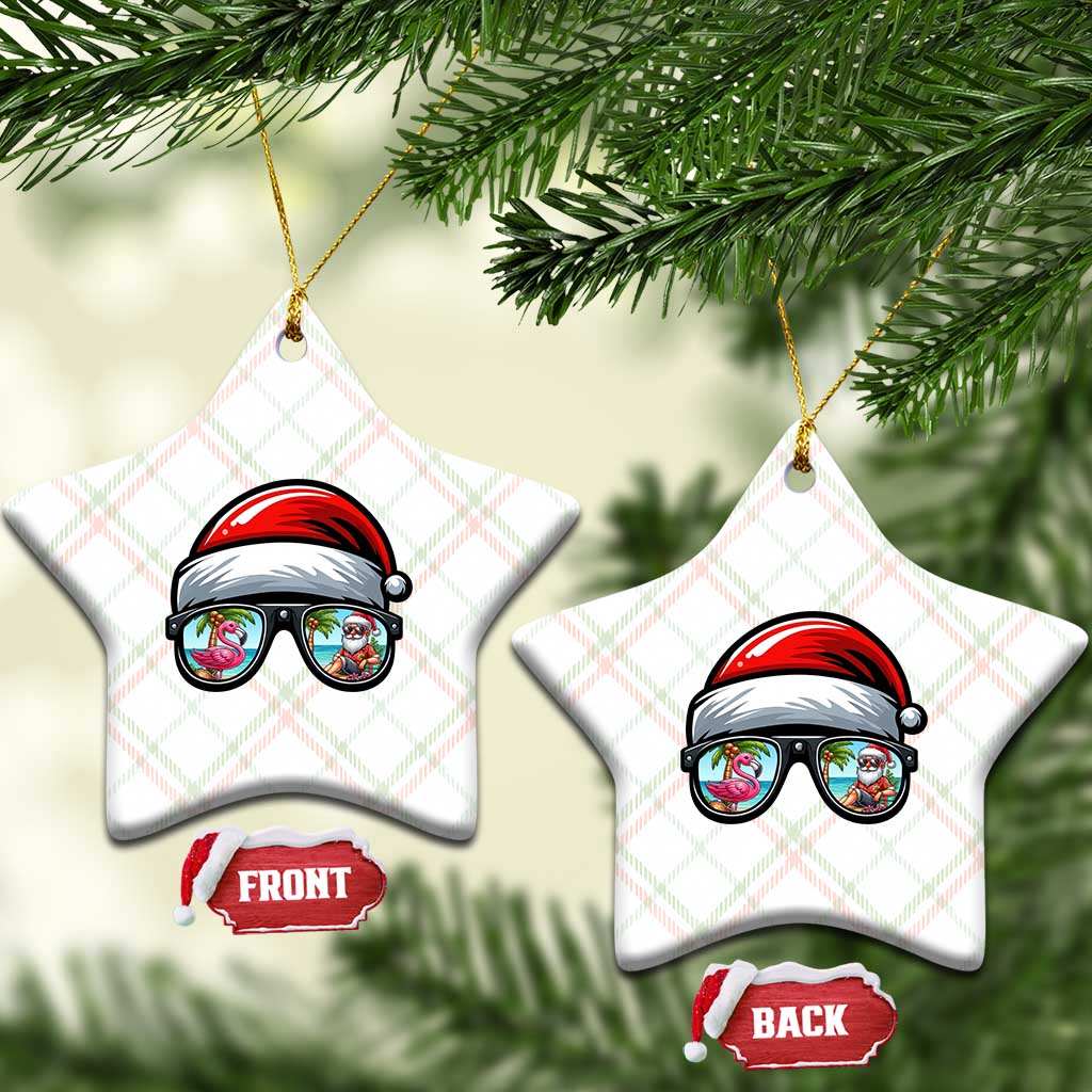 Funny Santa Sunglasses Ceramic Ornament Beach Christmas Vacation Graphic