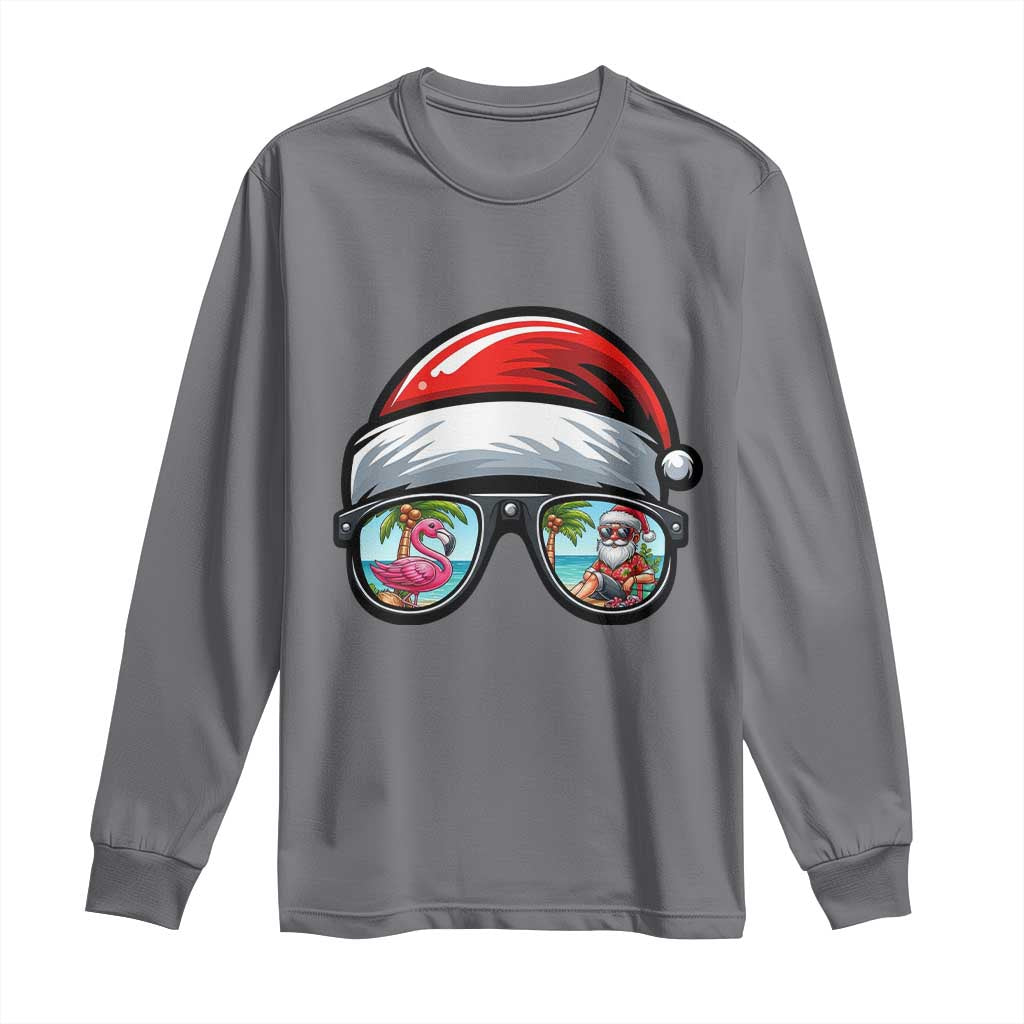 Funny Santa Sunglasses Long Sleeve Shirt Beach Christmas Vacation Graphic