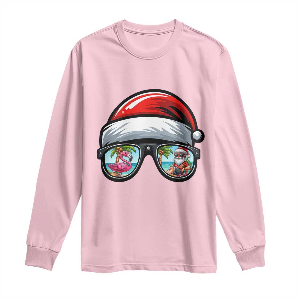 Funny Santa Sunglasses Long Sleeve Shirt Beach Christmas Vacation Graphic