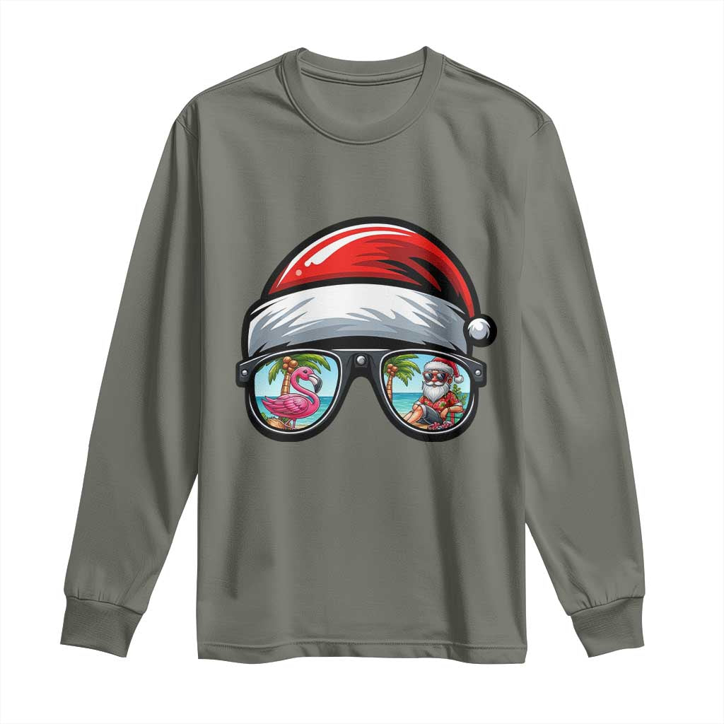 Funny Santa Sunglasses Long Sleeve Shirt Beach Christmas Vacation Graphic