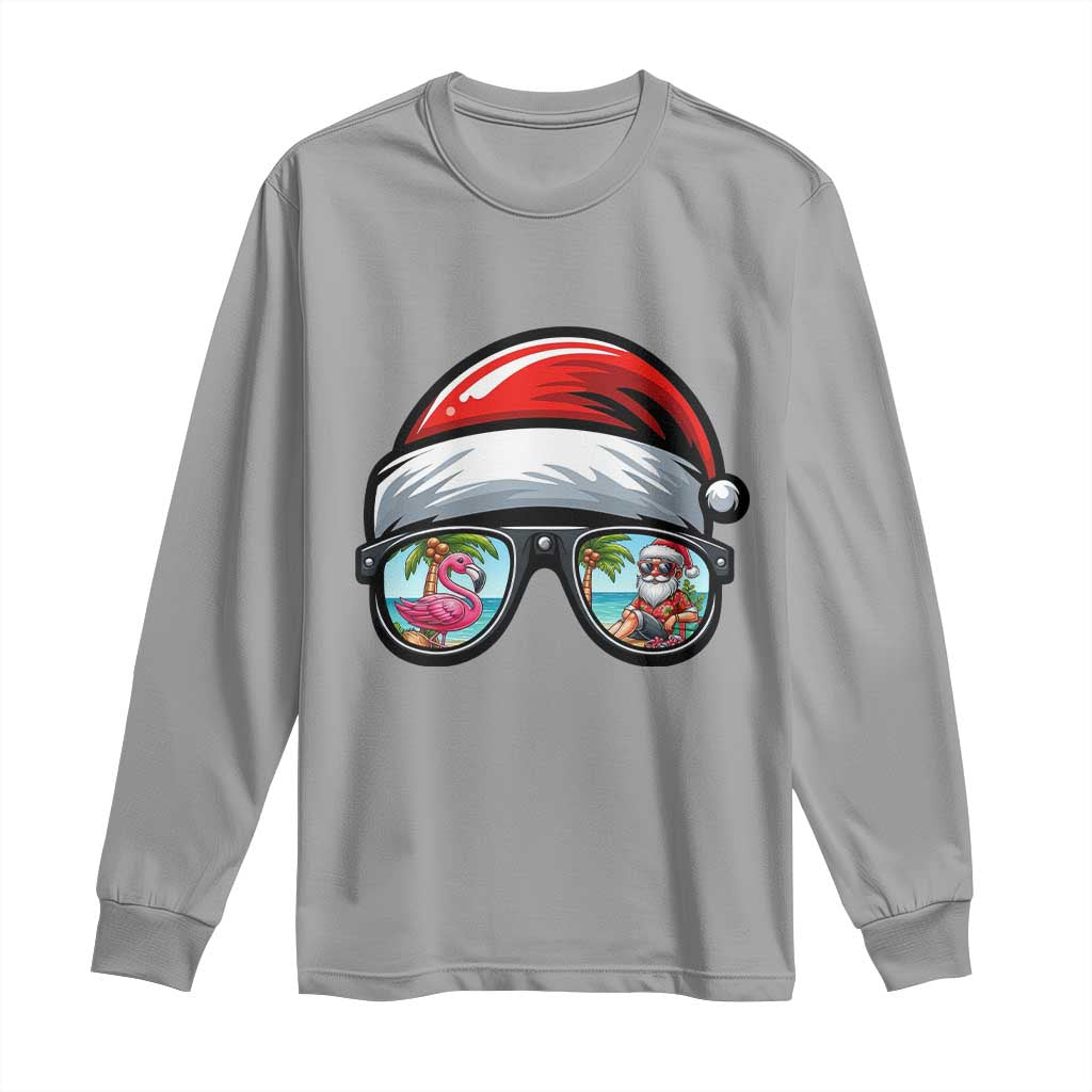 Funny Santa Sunglasses Long Sleeve Shirt Beach Christmas Vacation Graphic