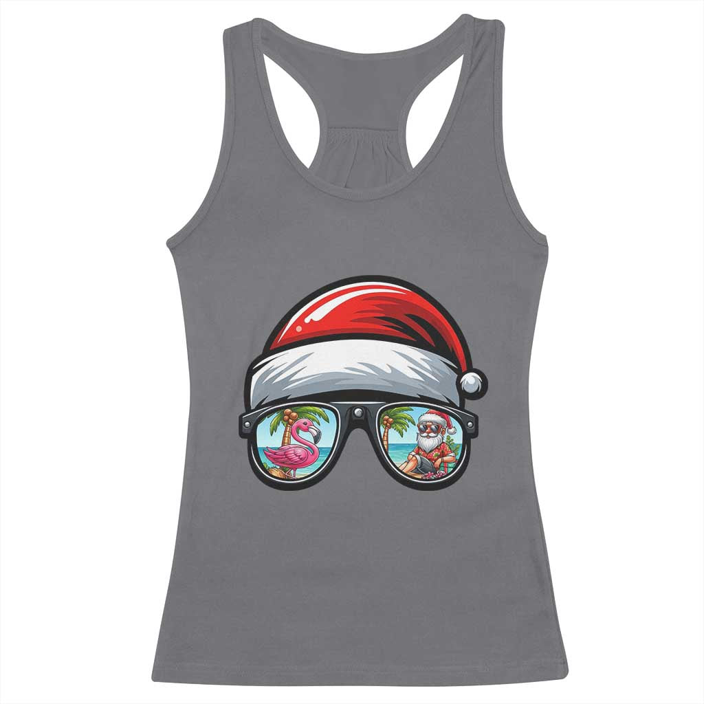 Funny Santa Sunglasses Racerback Tank Top Beach Christmas Vacation Graphic