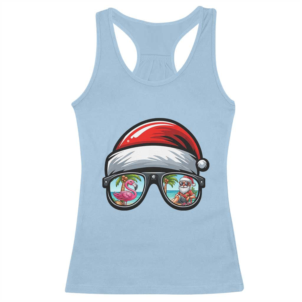 Funny Santa Sunglasses Racerback Tank Top Beach Christmas Vacation Graphic
