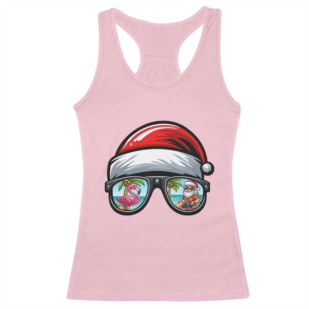 Funny Santa Sunglasses Racerback Tank Top Beach Christmas Vacation Graphic