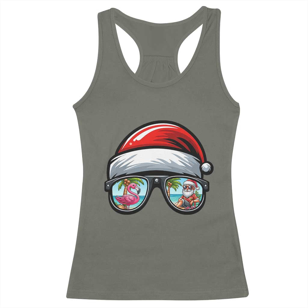Funny Santa Sunglasses Racerback Tank Top Beach Christmas Vacation Graphic