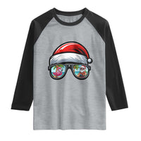 Funny Santa Sunglasses Raglan Shirt Beach Christmas Vacation Graphic