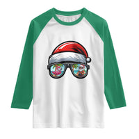 Funny Santa Sunglasses Raglan Shirt Beach Christmas Vacation Graphic