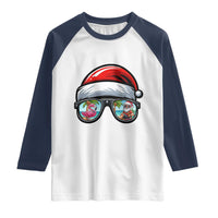 Funny Santa Sunglasses Raglan Shirt Beach Christmas Vacation Graphic