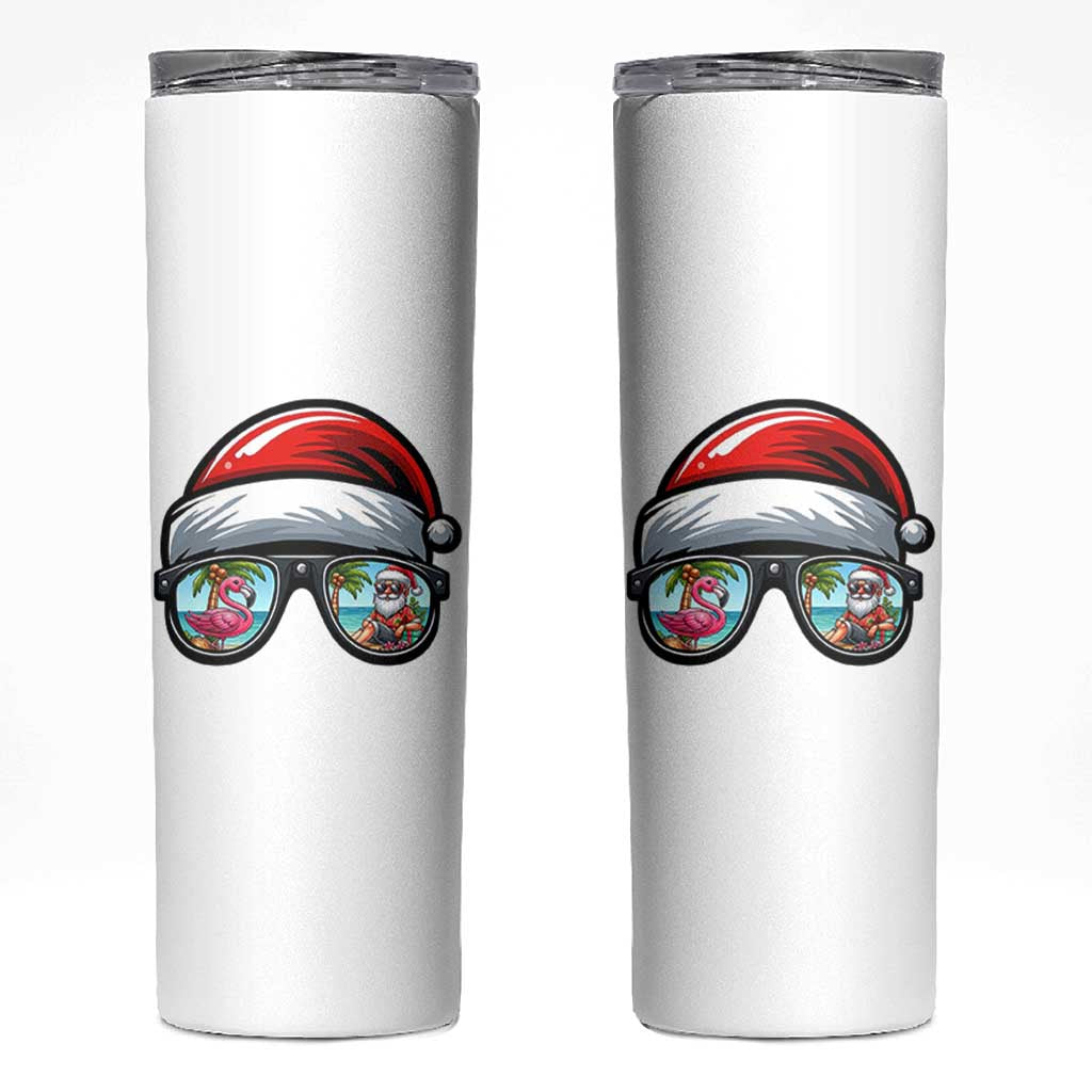 Funny Santa Sunglasses Skinny Tumbler Beach Christmas Vacation Graphic