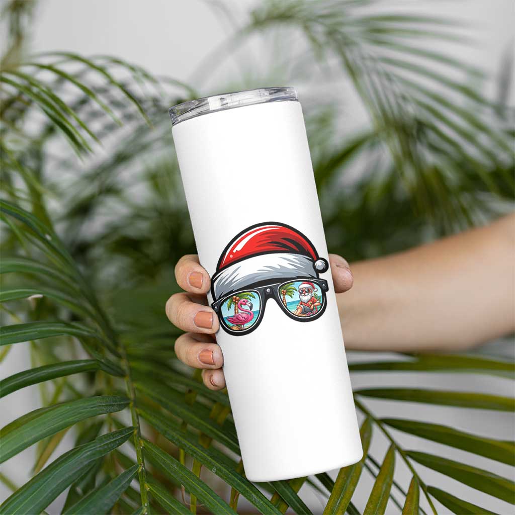 Funny Santa Sunglasses Skinny Tumbler Beach Christmas Vacation Graphic