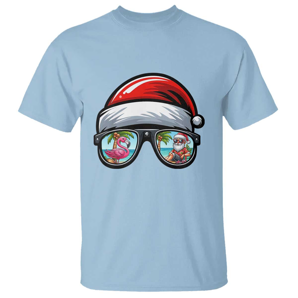 Funny Santa Sunglasses T Shirt Beach Christmas Vacation Graphic