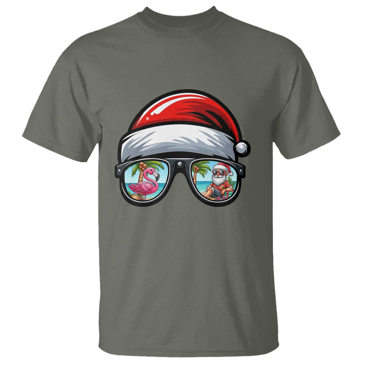 Funny Santa Sunglasses T Shirt Beach Christmas Vacation Graphic