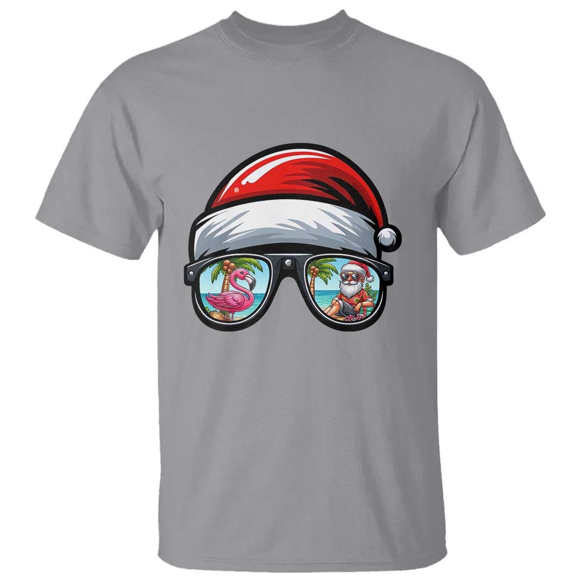 Funny Santa Sunglasses T Shirt Beach Christmas Vacation Graphic