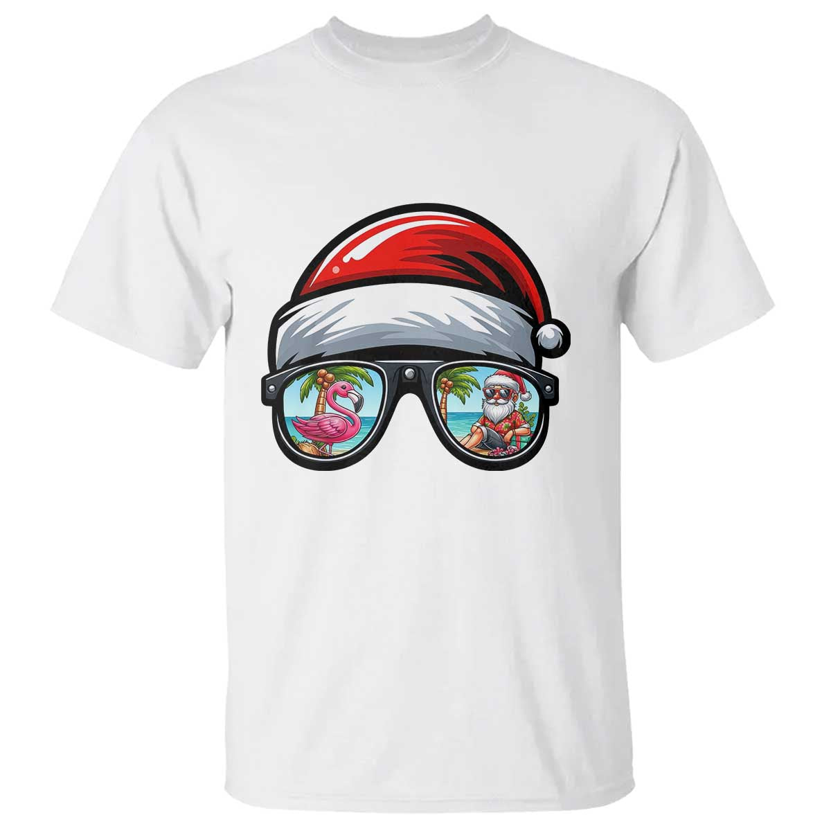 Funny Santa Sunglasses T Shirt Beach Christmas Vacation Graphic