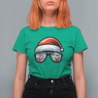 Funny Santa Sunglasses T Shirt For Women Beach Christmas Vacation Graphic