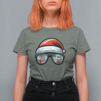 Funny Santa Sunglasses T Shirt For Women Beach Christmas Vacation Graphic