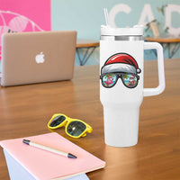 Funny Santa Sunglasses Tumbler With Handle Beach Christmas Vacation Graphic