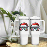 Funny Santa Sunglasses Tumbler With Handle Beach Christmas Vacation Graphic