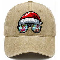 Funny Santa Sunglasses Washed Cotton Baseball Cap Beach Christmas Vacation Graphic