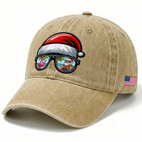 Funny Santa Sunglasses Washed Cotton Baseball Cap Beach Christmas Vacation Graphic