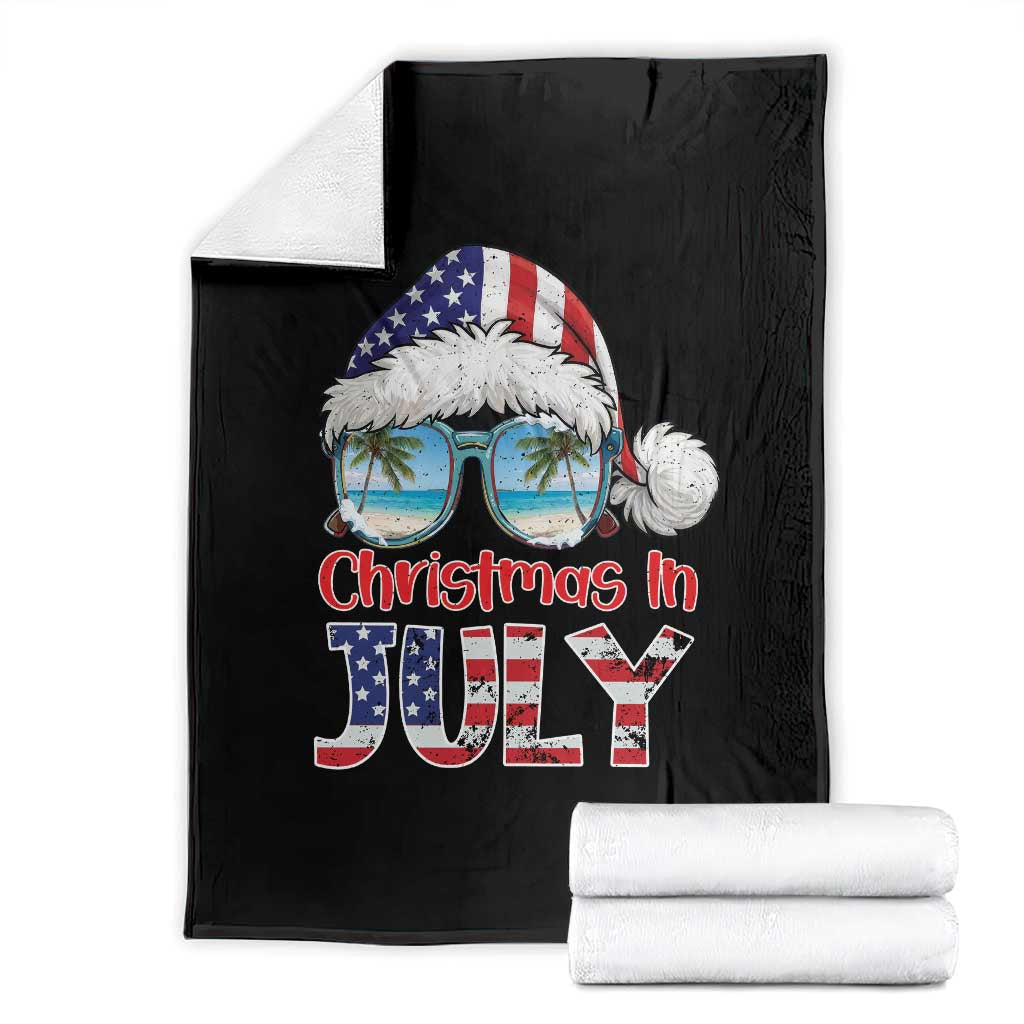Christmas In July Throw Blanket Patriotic USA Sunglasses Graphic