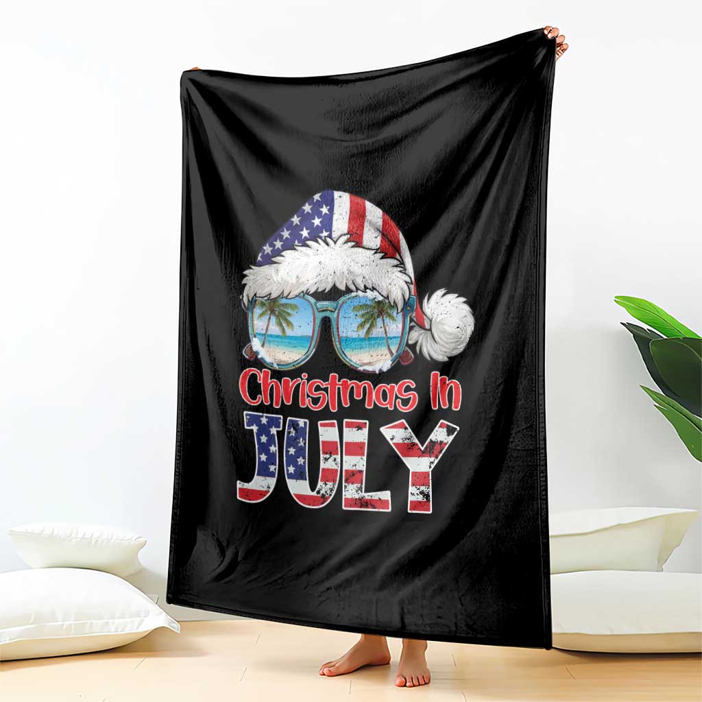 Christmas In July Throw Blanket Patriotic USA Sunglasses Graphic
