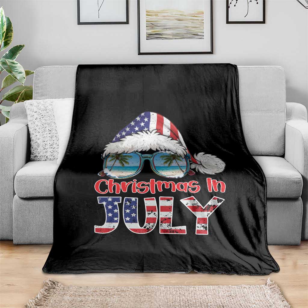Christmas In July Throw Blanket Patriotic USA Sunglasses Graphic