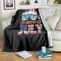 Christmas In July Throw Blanket Patriotic USA Sunglasses Graphic