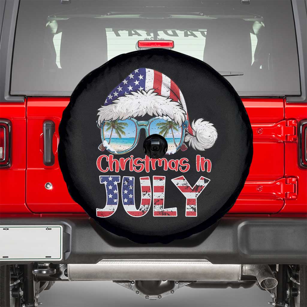 Christmas In July Spare Tire Cover Patriotic USA Sunglasses Graphic