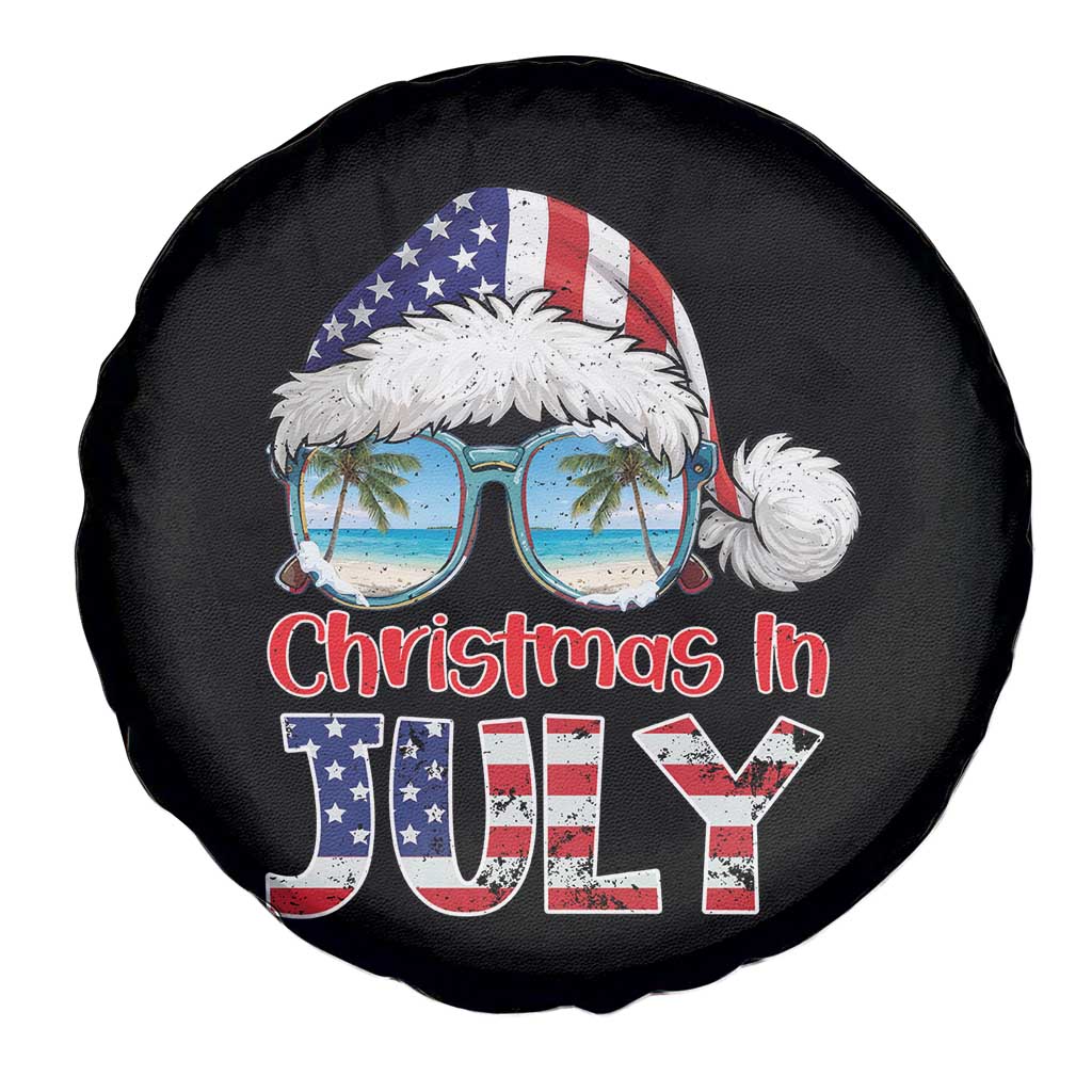 Christmas In July Spare Tire Cover Patriotic USA Sunglasses Graphic