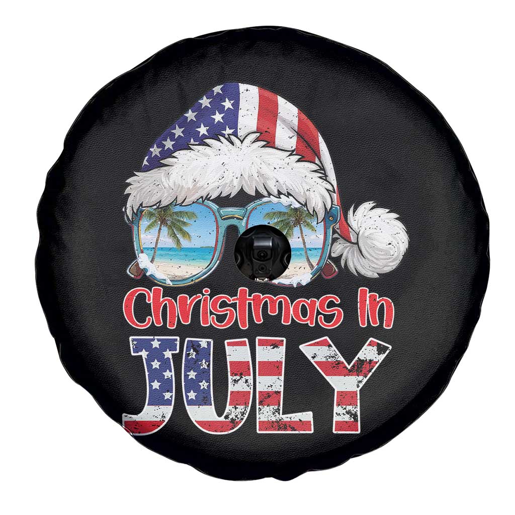 Christmas In July Spare Tire Cover Patriotic USA Sunglasses Graphic
