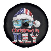 Christmas In July Spare Tire Cover Patriotic USA Sunglasses Graphic
