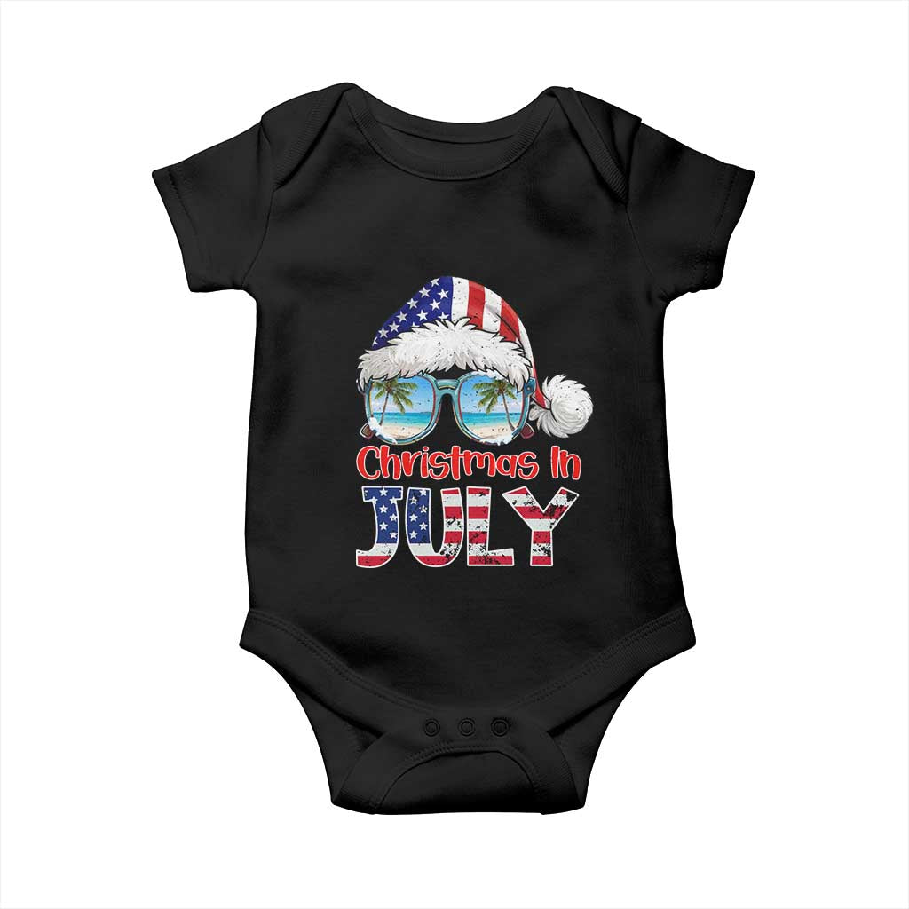 Christmas In July Baby Onesie Patriotic USA Sunglasses Graphic