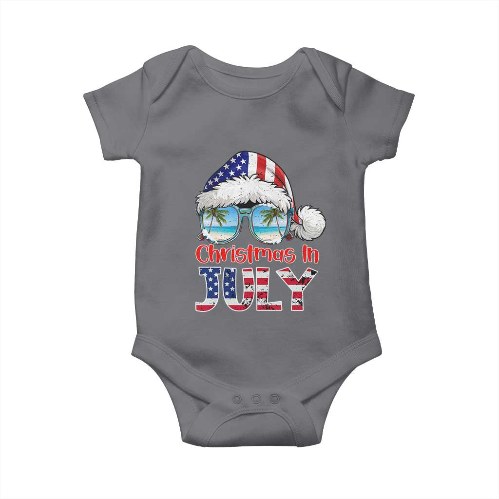 Christmas In July Baby Onesie Patriotic USA Sunglasses Graphic