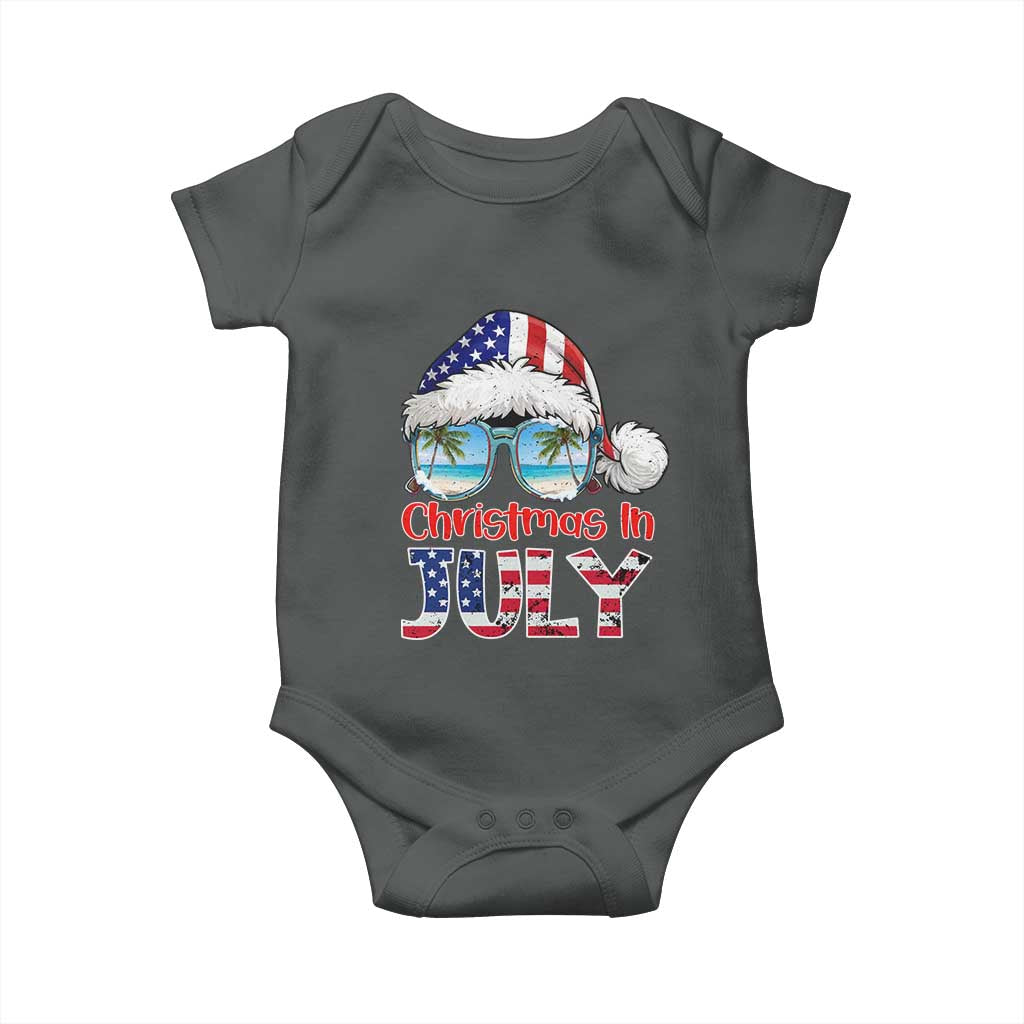 Christmas In July Baby Onesie Patriotic USA Sunglasses Graphic