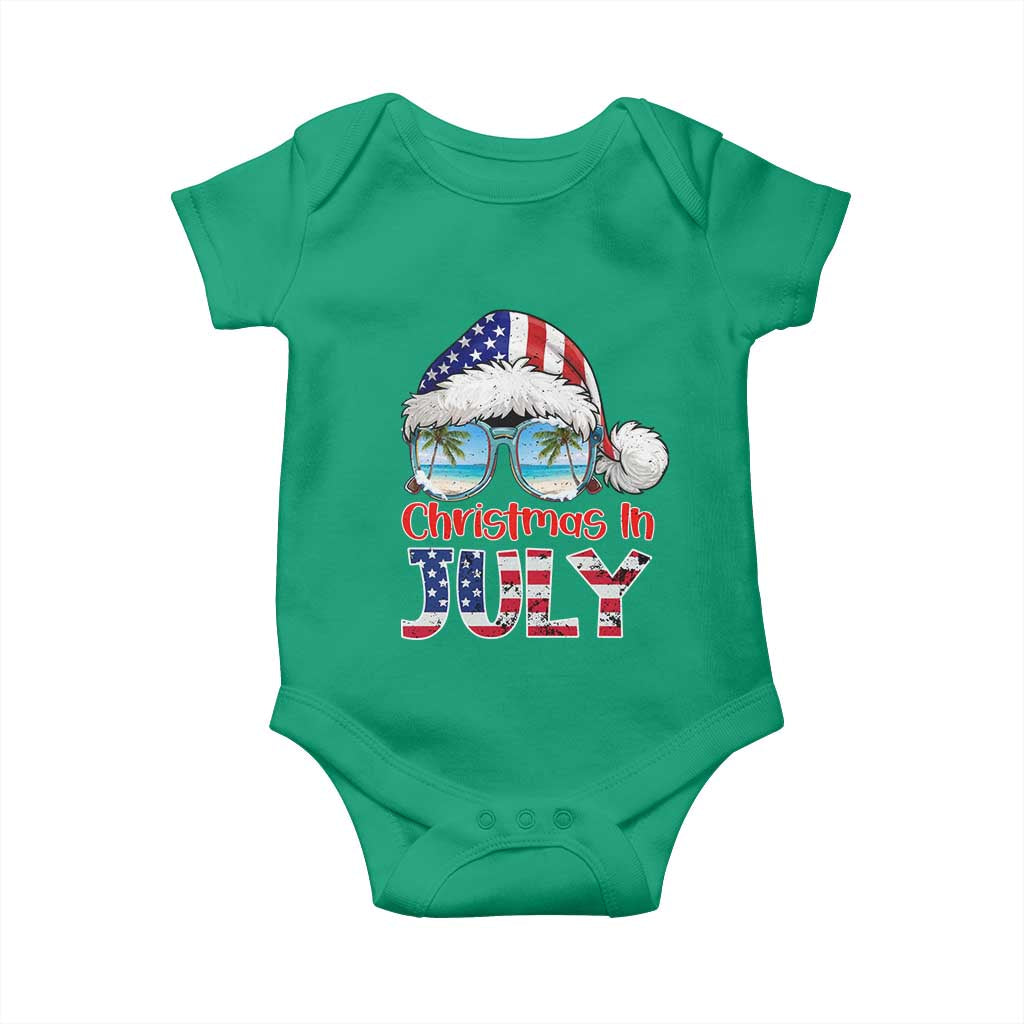 Christmas In July Baby Onesie Patriotic USA Sunglasses Graphic