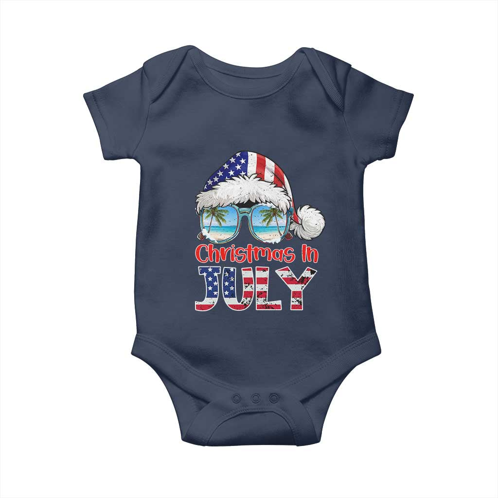 Christmas In July Baby Onesie Patriotic USA Sunglasses Graphic