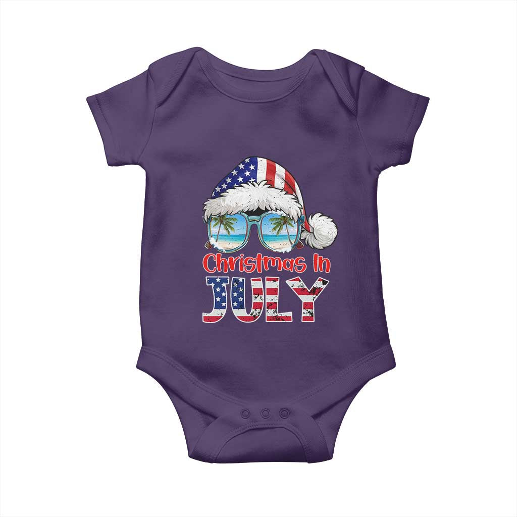 Christmas In July Baby Onesie Patriotic USA Sunglasses Graphic
