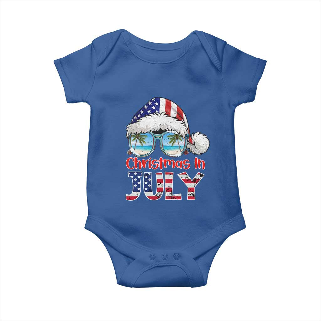 Christmas In July Baby Onesie Patriotic USA Sunglasses Graphic