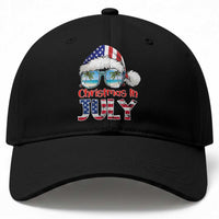 Christmas In July Baseball Cap Patriotic USA Sunglasses Graphic