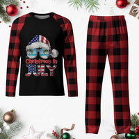 Christmas In July Plaid Pajama Set Patriotic USA Sunglasses Graphic