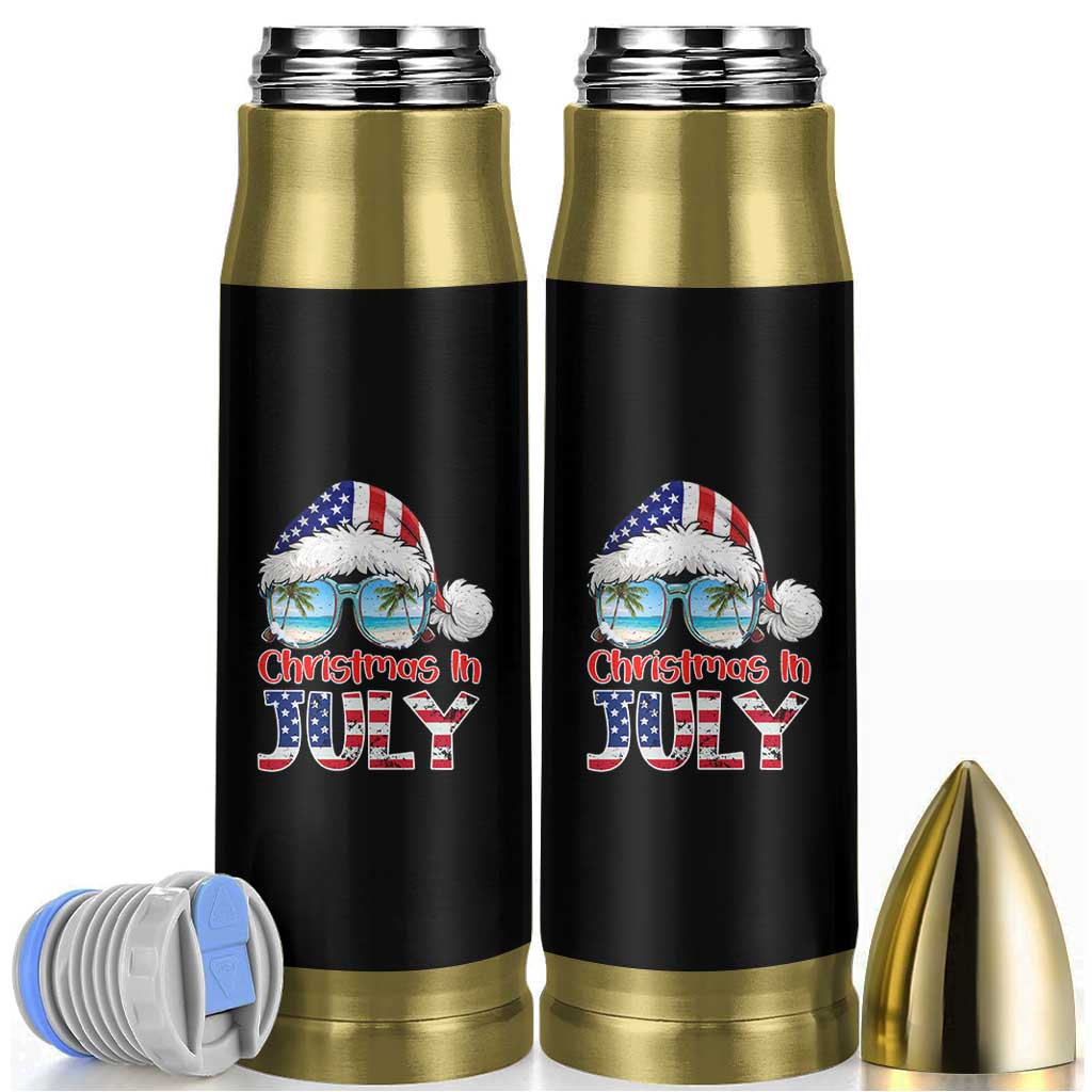 Christmas In July Bullet Tumbler Patriotic USA Sunglasses Graphic