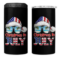 Christmas In July 4 in 1 Can Cooler Tumbler Patriotic USA Sunglasses Graphic