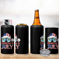 Christmas In July 4 in 1 Can Cooler Tumbler Patriotic USA Sunglasses Graphic
